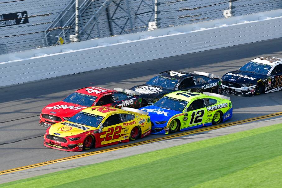 Joey Logano (22) led Ford with a fourth-place finish. Joey Logano (22) led Ford with a fourth-place finish.